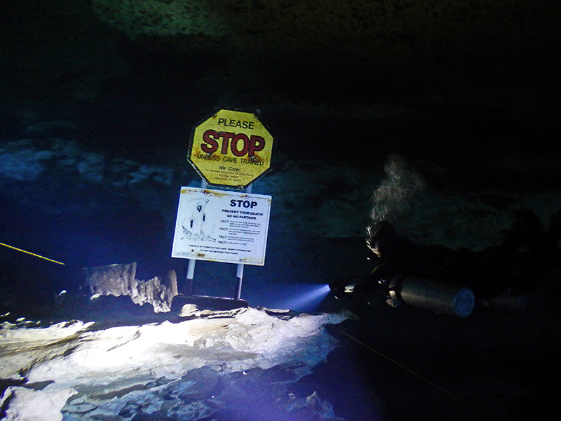Cave sign in Calavera Cenote