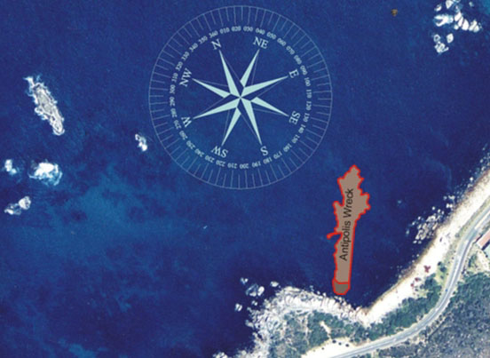 Antipolis Wreck Dive Map