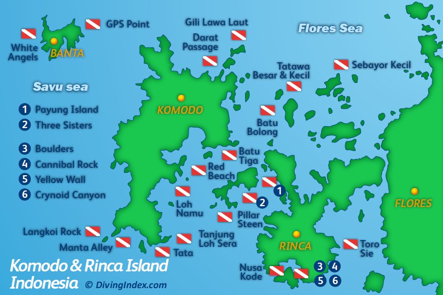 Komodo Dive Sites Map