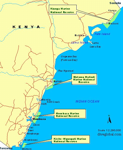 Kenya Dive Site Map