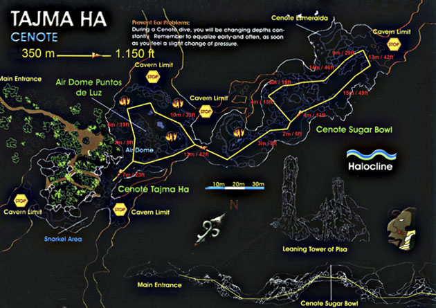 Cenote Tajma Ha - Mapa Buceo - Dive Site Map