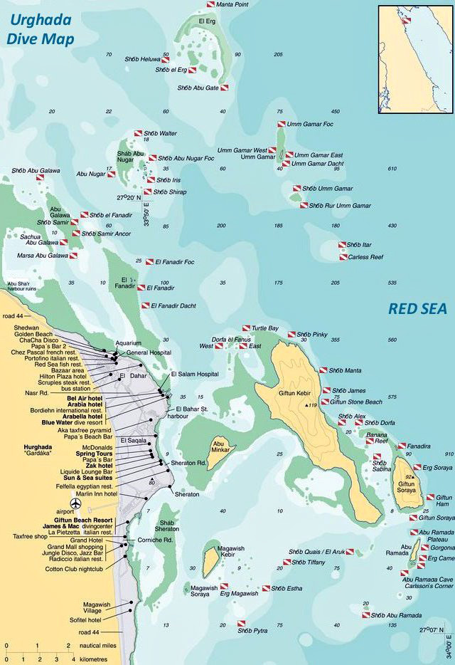 Dive Map of Hurghada, Red Sea